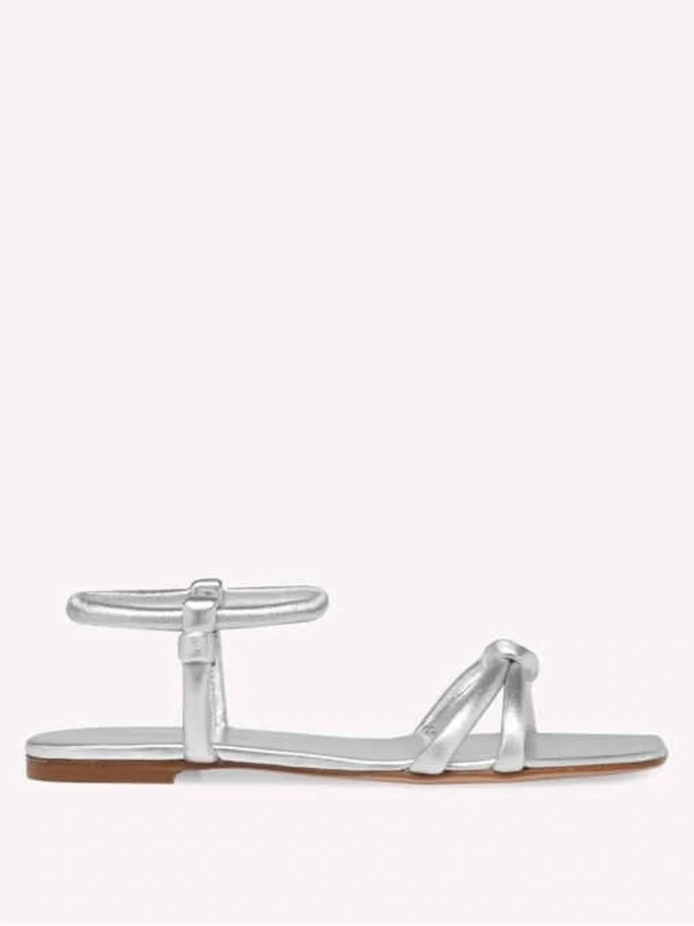 Gianvito Rossi Juno 05 Leather Knotted Silver Metallic Nappa Flats Sandals Sz 38
